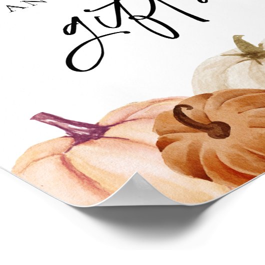 Pompoen Baby shower Boeken en Geschenken Teken Poster (Hoek)