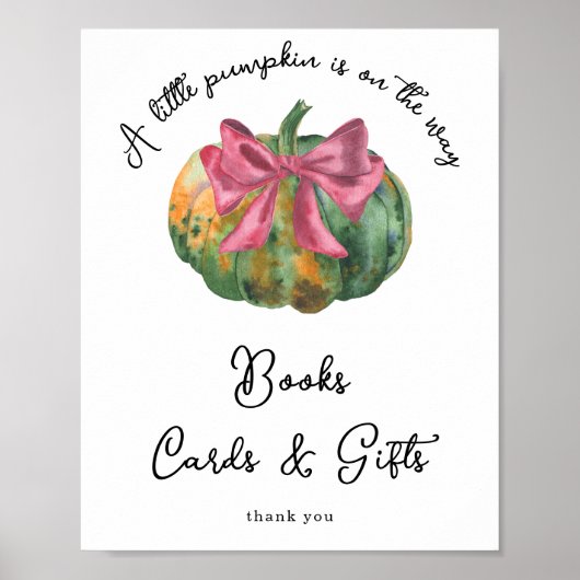 Pompoen baby shower Boeken kaarten en geschenken Poster (Voorkant)