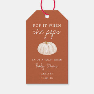 Pompoen Baby shower Champagne Fles Cadeaulabel