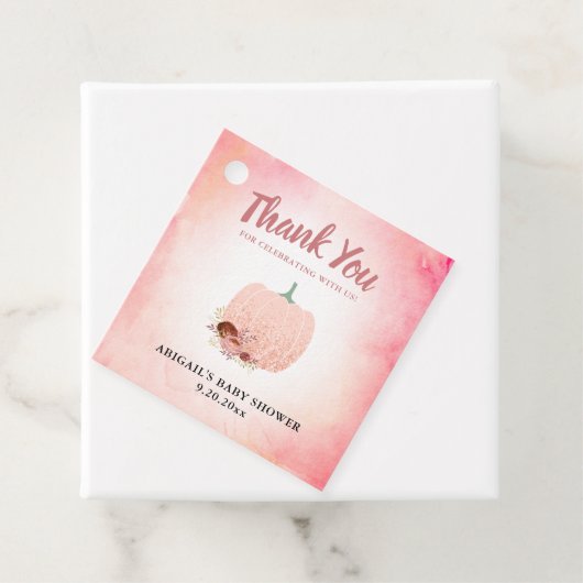 Pompoen Baby shower Dank je Glitter Bedankjes Labels (In situ)