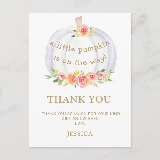 Pompoen Baby shower Dank u Briefkaart (Voorkant)