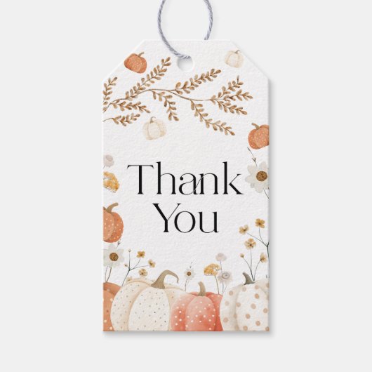 Pompoen Baby shower Dank u Gift Labels Cadeaulabel (Voorkant)