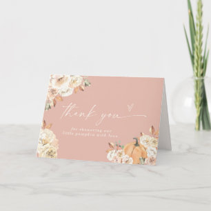Pompoen Baby shower Dank u kaart, Boho Herfst Baby Bedankkaart