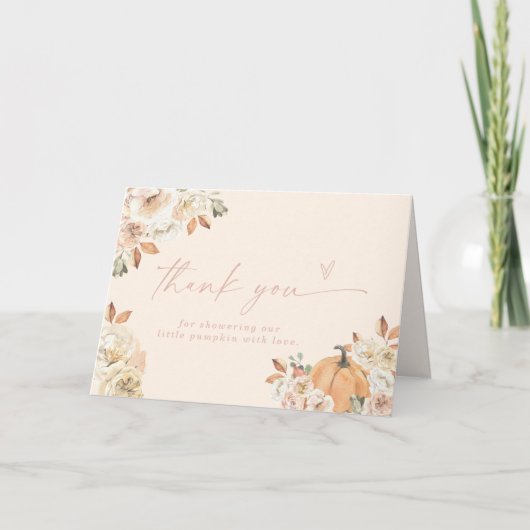 Pompoen Baby shower Dank u kaart, Boho Herfst Baby Bedankkaart (Voorkant)