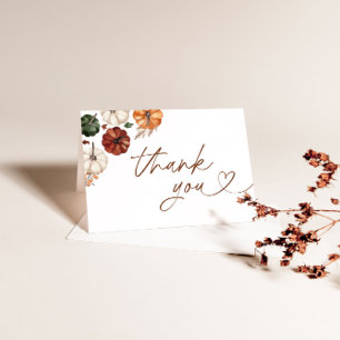 Pompoen Baby shower Dank u kaart, Boho Herfst Baby Bedankkaart
