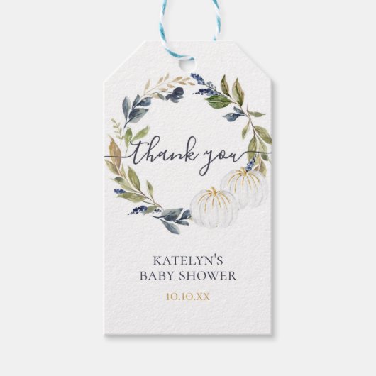 Pompoen Baby shower Dank u Label Cadeaulabel (Voorkant)