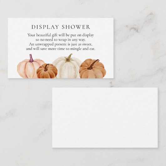 Pompoen Baby shower Display Douche insert kaart (Voorkant / Achterkant)