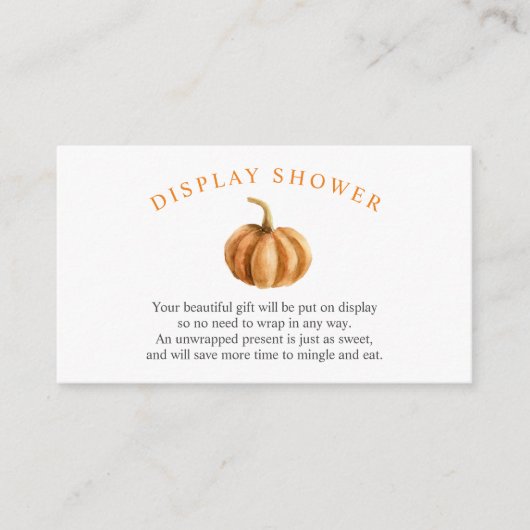 Pompoen Baby shower Display Douche insert kaart (Voorkant)