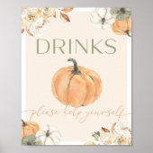 Pompoen Baby shower Drinken Teken Poster (Voorkant)