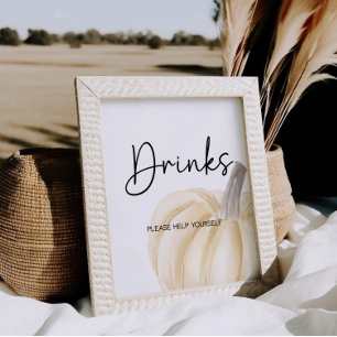 Pompoen Baby shower Drinken Teken Poster