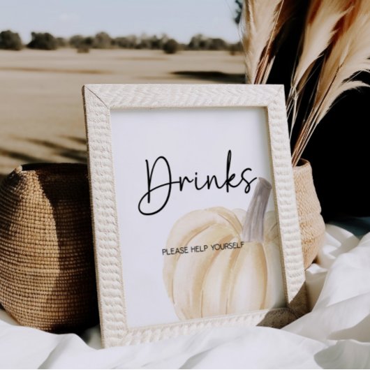 Pompoen Baby shower Drinken Teken Poster