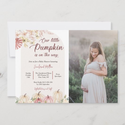 Pompoen Baby shower Een kleine pompoen is onderweg Kaart (Voorkant)