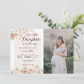 Pompoen Baby shower Een kleine pompoen is onderweg Kaart (Staand voorkant)