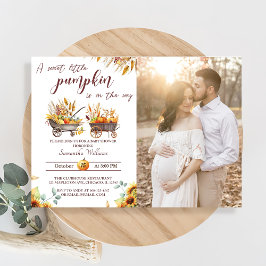 Pompoen Baby shower Een lief klein pompoen Invit Kaart