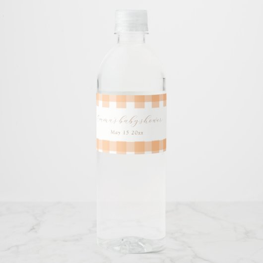 Pompoen Baby shower Eten & Drink Labels Waterfles Etiket (Voorkant)