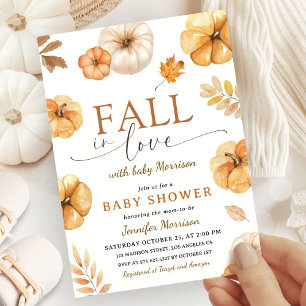 Pompoen Baby Shower Fall in Love Geslacht Neutraal Kaart