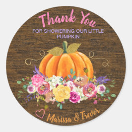 Pompoen, Baby shower, Favor Tag, kleine pompoen Ronde Sticker