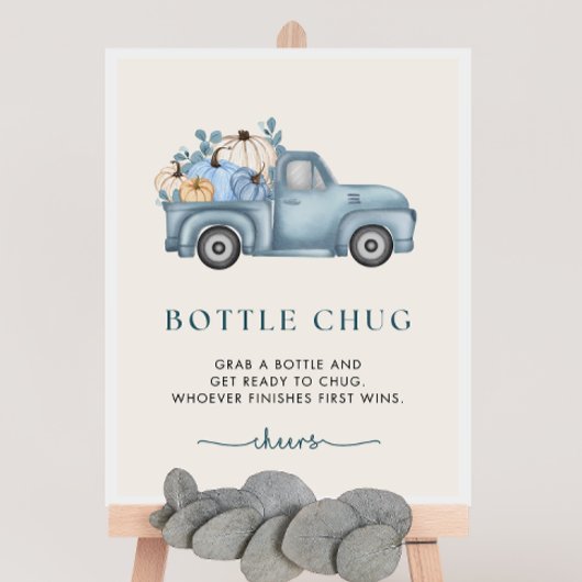 Pompoen Baby shower Fles Chug Game Sign Poster