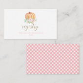 Pompoen Baby shower Floral Plaid cadeau register E Informatiekaartje (Voorkant / Achterkant)