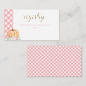Pompoen Baby shower Floral Plaid cadeau register Informatiekaartje (Voorkant / Achterkant)