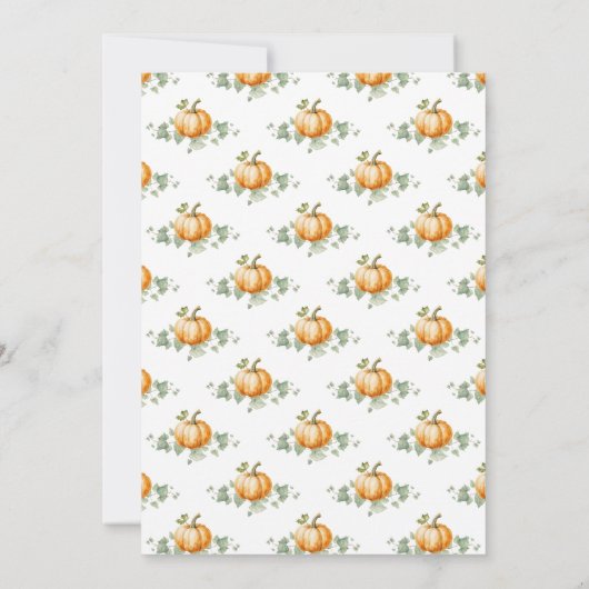 Pompoen Baby shower Genderneutrale Uitnodiging (Achterkant)