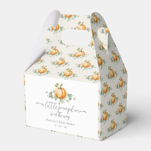 Pompoen Baby shower Geslacht Neutral Favor Box Bedankdoosjes (Voorkant Zijde)