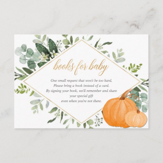 Pompoen baby shower groen boek in plaats van kaart (Voorkant)