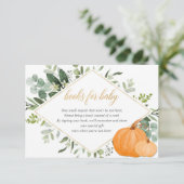 Pompoen baby shower groen boek in plaats van kaart (Staand voorkant)