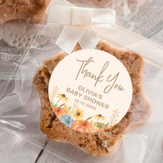 Pompoen Baby shower gunst Ronde Sticker