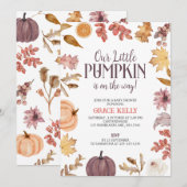 Pompoen Baby shower, Herfst Baby, Herfst Kaart (Voorkant / Achterkant)