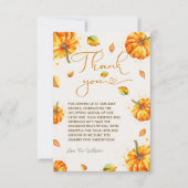 Pompoen Baby Shower Herfst Bedankkaart (Voorkant)