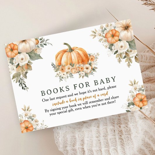 Pompoen Baby shower Herfst Boeken voor Baby Informatiekaartje