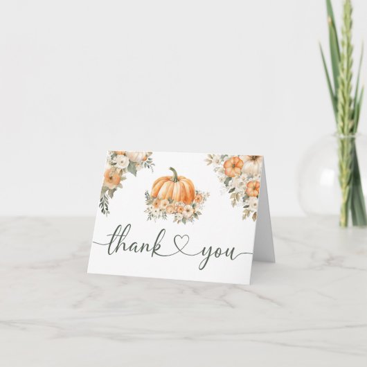 Pompoen Baby shower Herfst Herfst Opgevouwen Dank  Bedankkaart (Voorkant)