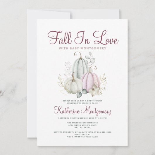 Pompoen Baby shower Herfst In Liefde Elegant Autum Kaart (Voorkant)
