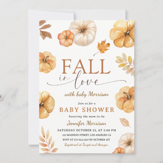 Pompoen Baby shower Herfst in Liefde Genderneutraa Kaart (Voorkant)