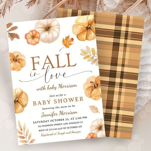 Pompoen Baby shower Herfst in Liefde Genderneutraa Kaart