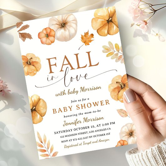 Pompoen Baby shower Herfst in Liefde Genderneutraa Kaart