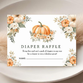 Pompoen Baby shower Herfst Luier Raffle Enclosure Informatiekaartje