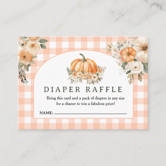 Pompoen Baby shower Herfst Luier Raffle Enclosure Informatiekaartje (Voorkant)