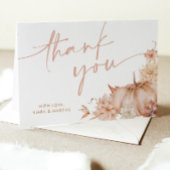 Pompoen Baby shower Herfst Roze Bloemen Bedankkaart