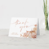 Pompoen Baby shower Herfst Roze Bloemen Bedankkaart (Voorkant)