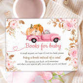 Pompoen Baby shower Herfst Roze Truck Boeken voor  Informatiekaartje