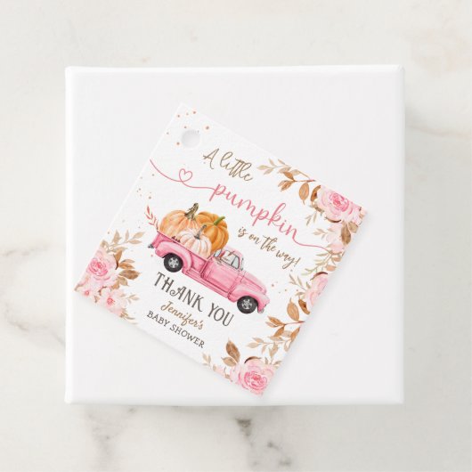 Pompoen Baby shower Herfst Roze Truck Dank u Bedankjes Labels (In situ)