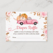 Pompoen Baby shower Herfst Roze Truck Luier Raffle Informatiekaartje (Voorkant)