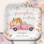 Pompoen Baby shower Herfst Roze Truck Paper Papieren Bordje