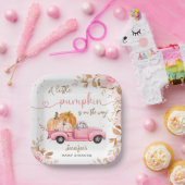 Pompoen Baby shower Herfst Roze Truck Paper Papieren Bordje (Feest)
