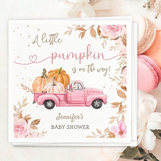 Pompoen Baby shower Herfst Roze Truck Party Paper Servet