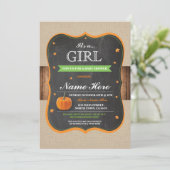 Pompoen Baby shower Het is een meisje Party hout U Kaart (Staand voorkant)