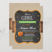 Pompoen Baby shower Het is een meisje Party hout U Kaart (Voorkant / Achterkant)