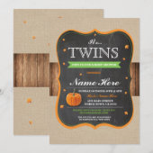 Pompoen Baby Shower Het zijn Tweelingen Feest hout Kaart (Voorkant / Achterkant)